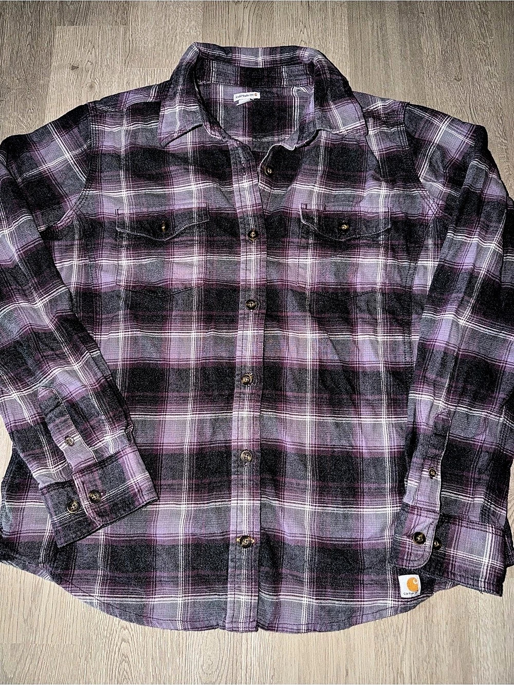 Carhartt Girls Plaid Flannel Long Sleeve Button-Down Shirt Button-Down Shirt